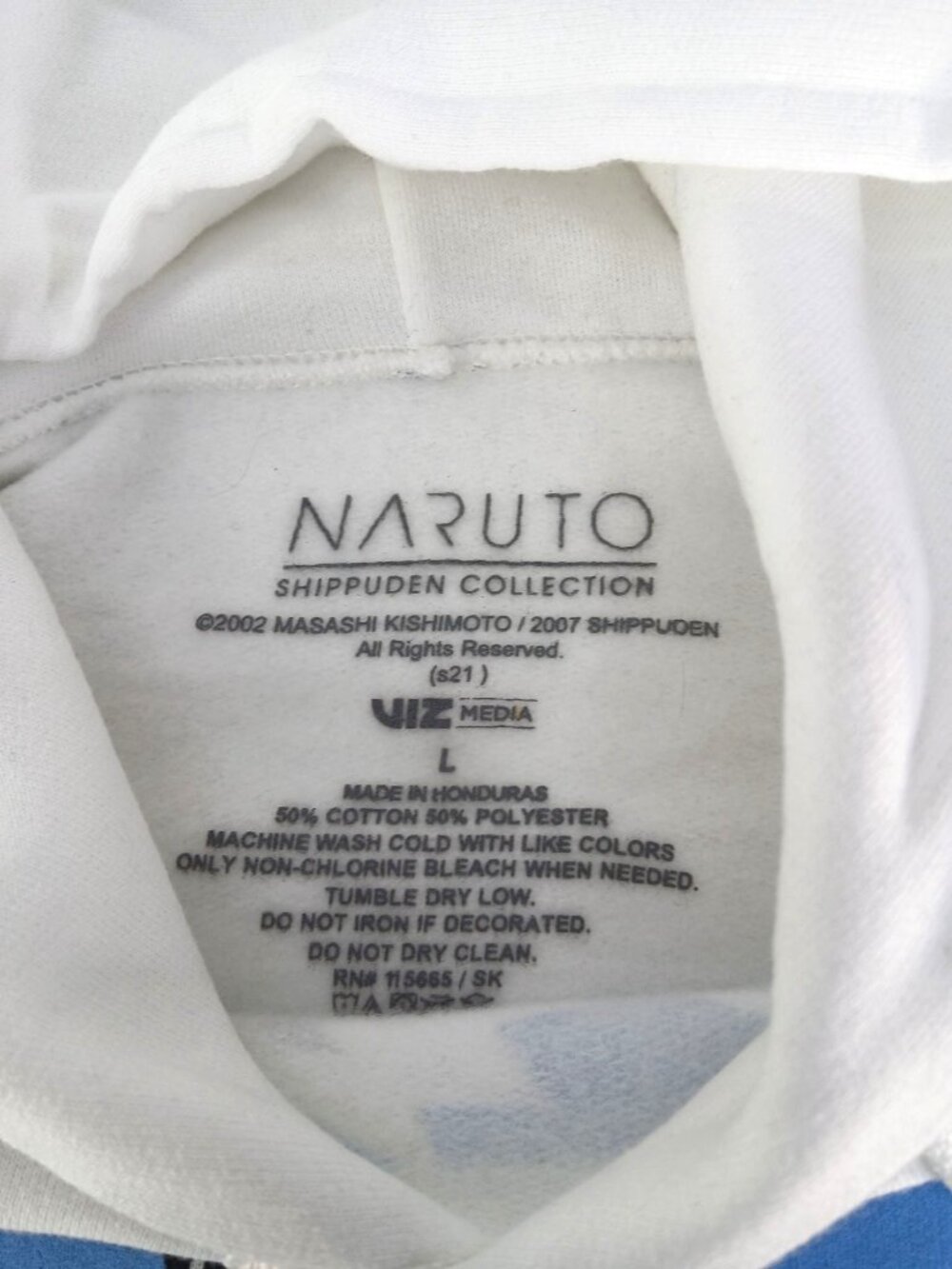 Naruto Shippuden White Hoodie Blue Graphic Size L Naruto Uzumaki Anime Streetwea - Picture 7 of 10
